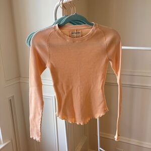 Free People Easy Does It Long Sleeve Waffle Knit Cotton T-Shirt